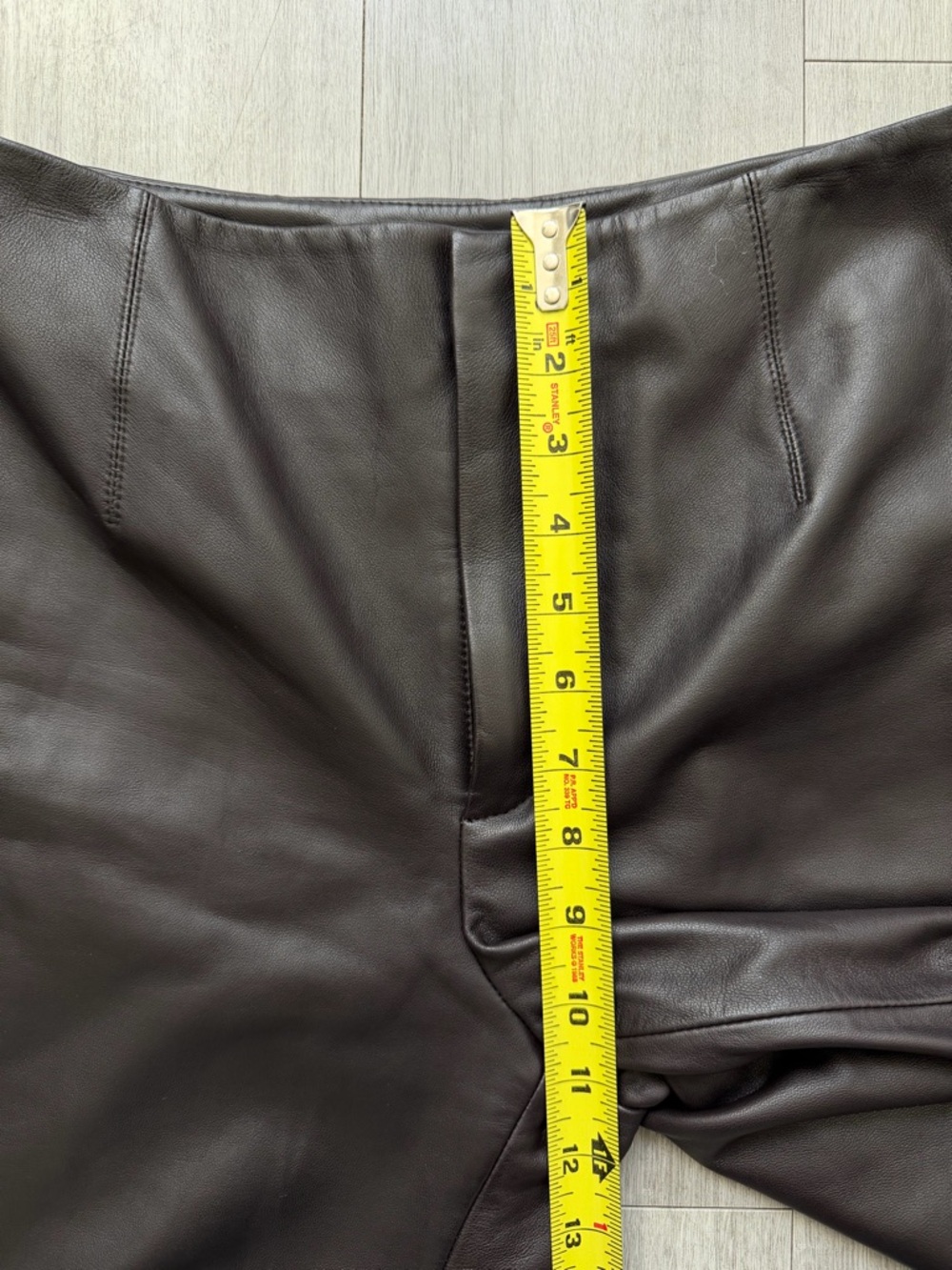 The Frankie Shop Genuine Lambskin Leather Straight Leg Pants Dark Brown Size XS - Picture 8 of 11